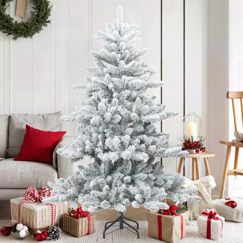 Kunst Kerstboom met Geveerde Takken, Sneeuw Bedekt Wit 150 cm is nu te koop bij PeponiXL, paradijselijk wonen!