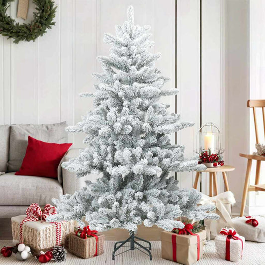 Kunst Kerstboom met Geveerde Takken, Sneeuw Bedekt Wit 150 cm is nu te koop bij PeponiXL, paradijselijk wonen!