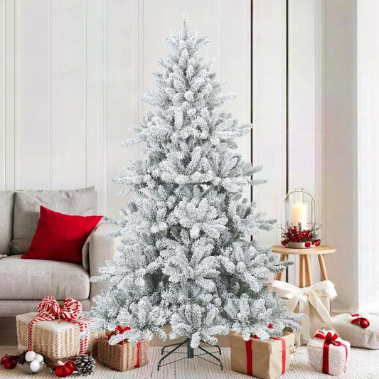 Kunst Kerstboom met Geveerde Takken, Sneeuw Bedekt Wit 180 cm is nu te koop bij PeponiXL, paradijselijk wonen!
