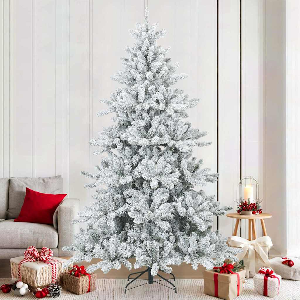 Kunst Kerstboom met Geveerde Takken, Sneeuw Bedekt Wit 210 cm is nu te koop bij PeponiXL, paradijselijk wonen!