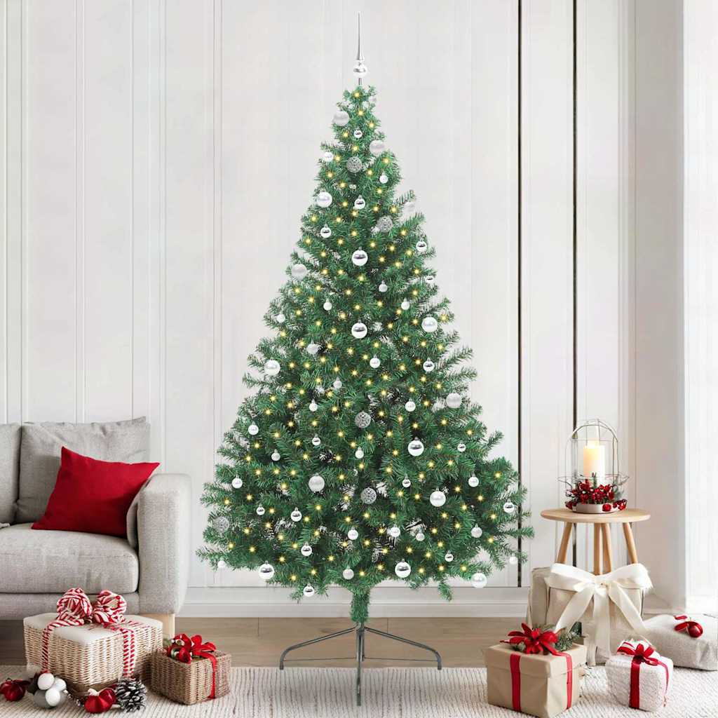 Kunstmatig Voorverlicht Kerstboom met 300 LED Groen 240 cm PVC is nu te koop bij PeponiXL, paradijselijk wonen!