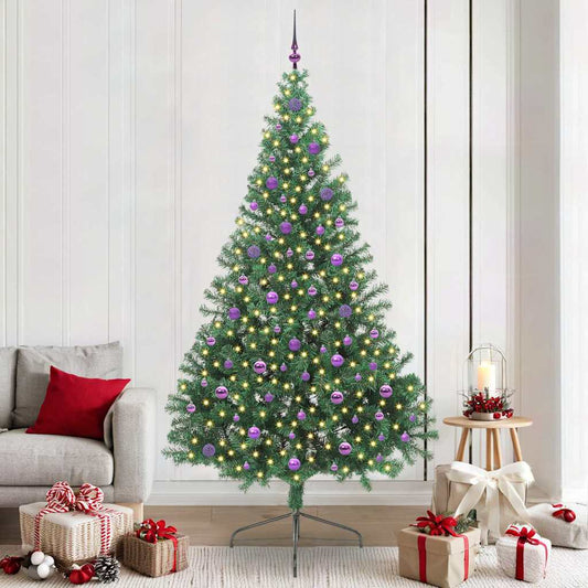 Kunstmatig Voorverlicht Kerstboom met 300 LED Groen 240 cm PVC is nu te koop bij PeponiXL, paradijselijk wonen!