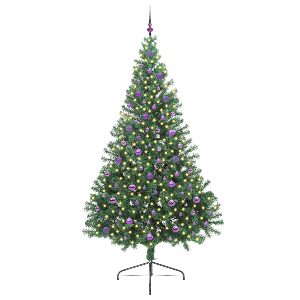 Kunstmatig Voorverlicht Kerstboom met 300 LED Groen 240 cm PVC is nu te koop bij PeponiXL, paradijselijk wonen!