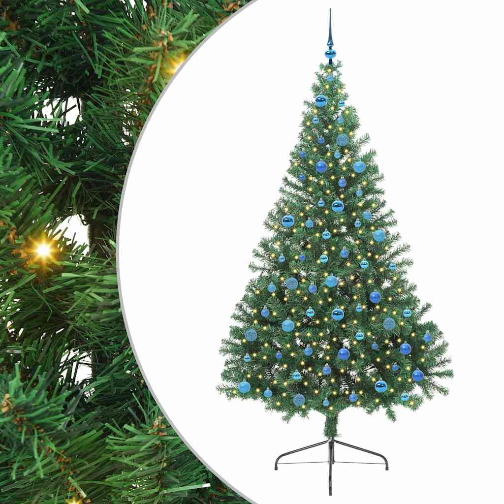 Kunstmatig Voorverlicht Kerstboom met 300 LED Groen 240 cm PVC is nu te koop bij PeponiXL, paradijselijk wonen!