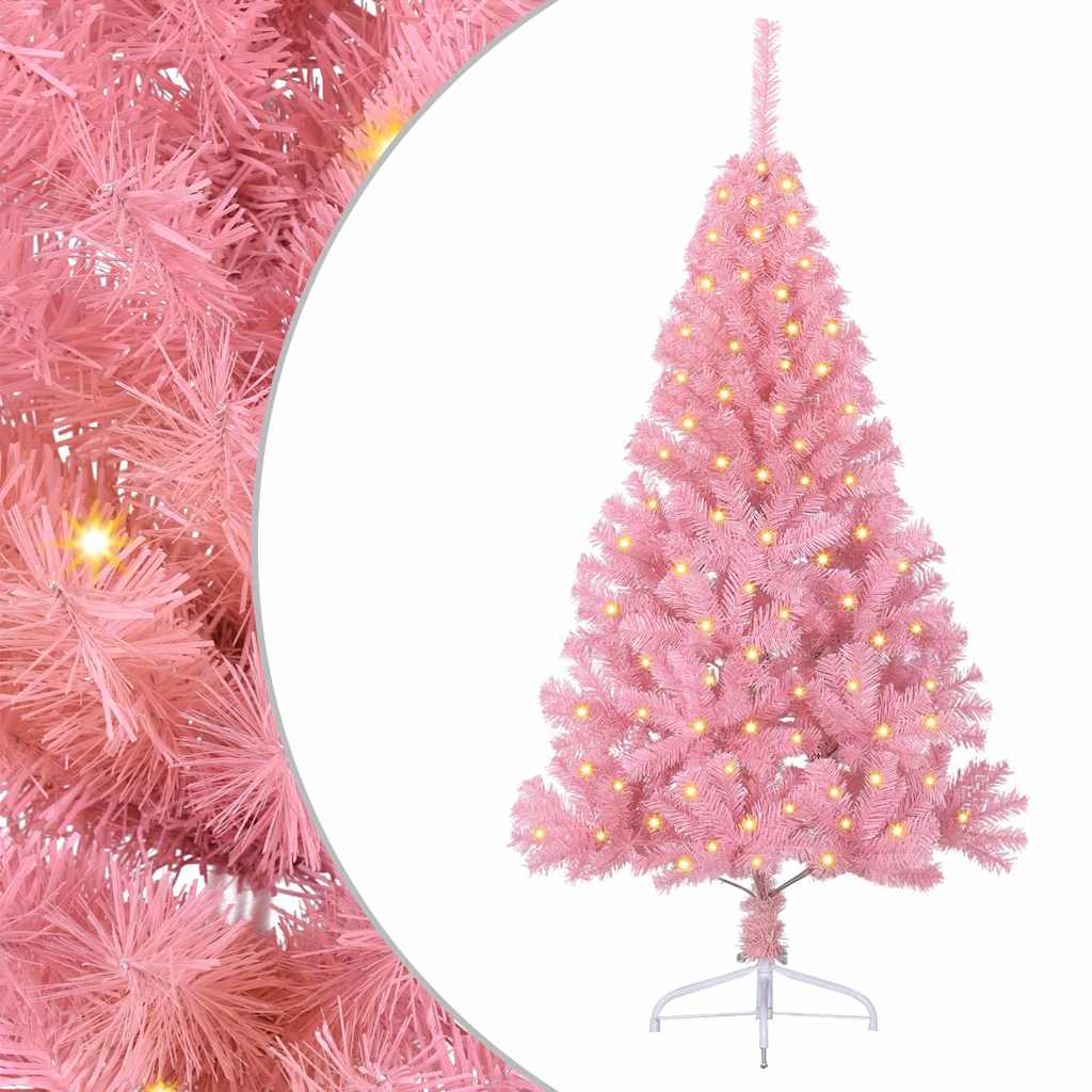Kunstmatig Voorverlicht Kerstboom met 150 LED Roze 120 cm PVC is nu te koop bij PeponiXL, paradijselijk wonen!