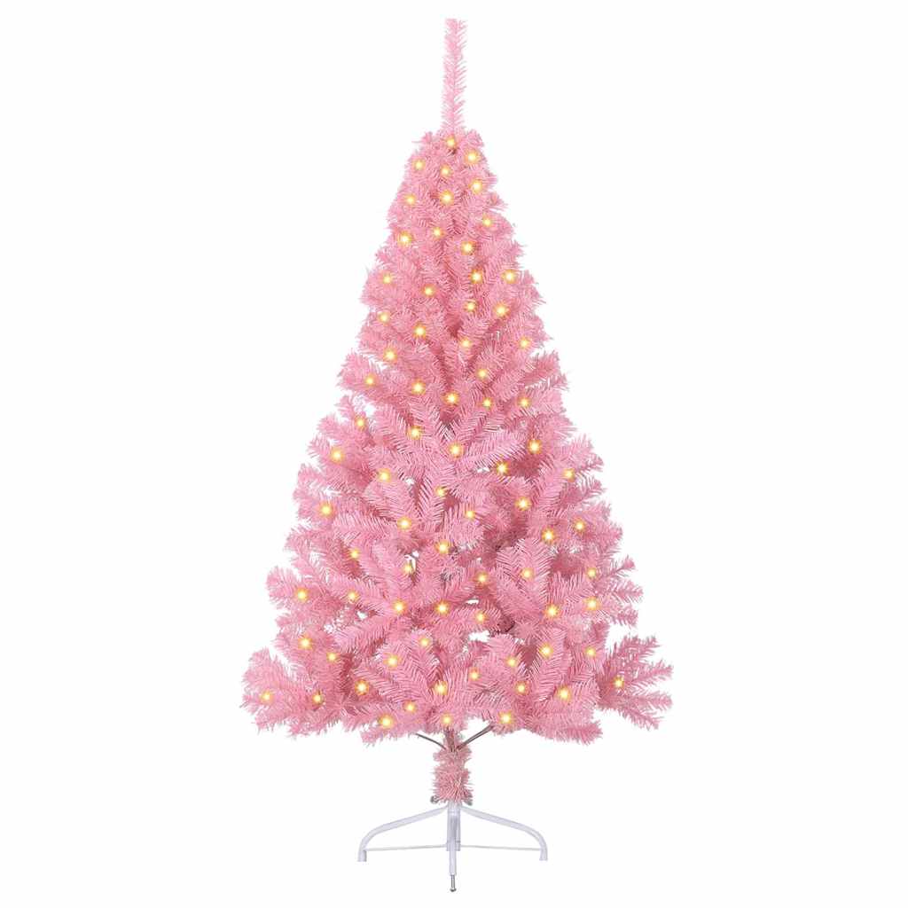 Kunstmatig Voorverlicht Kerstboom met 150 LED Roze 120 cm PVC is nu te koop bij PeponiXL, paradijselijk wonen!