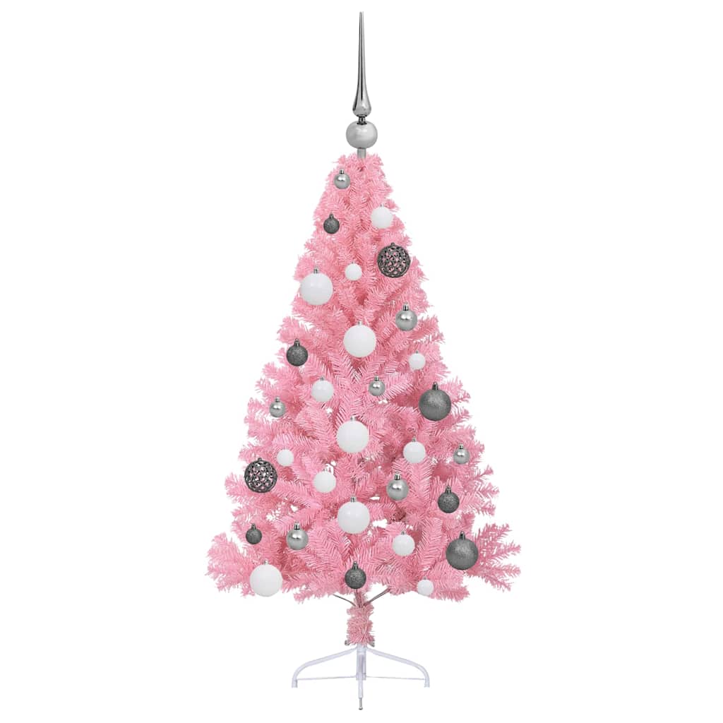 Kunstmatig Voorverlicht Kerstboom met 150 LED Roze 120 cm PVC is nu te koop bij PeponiXL, paradijselijk wonen!