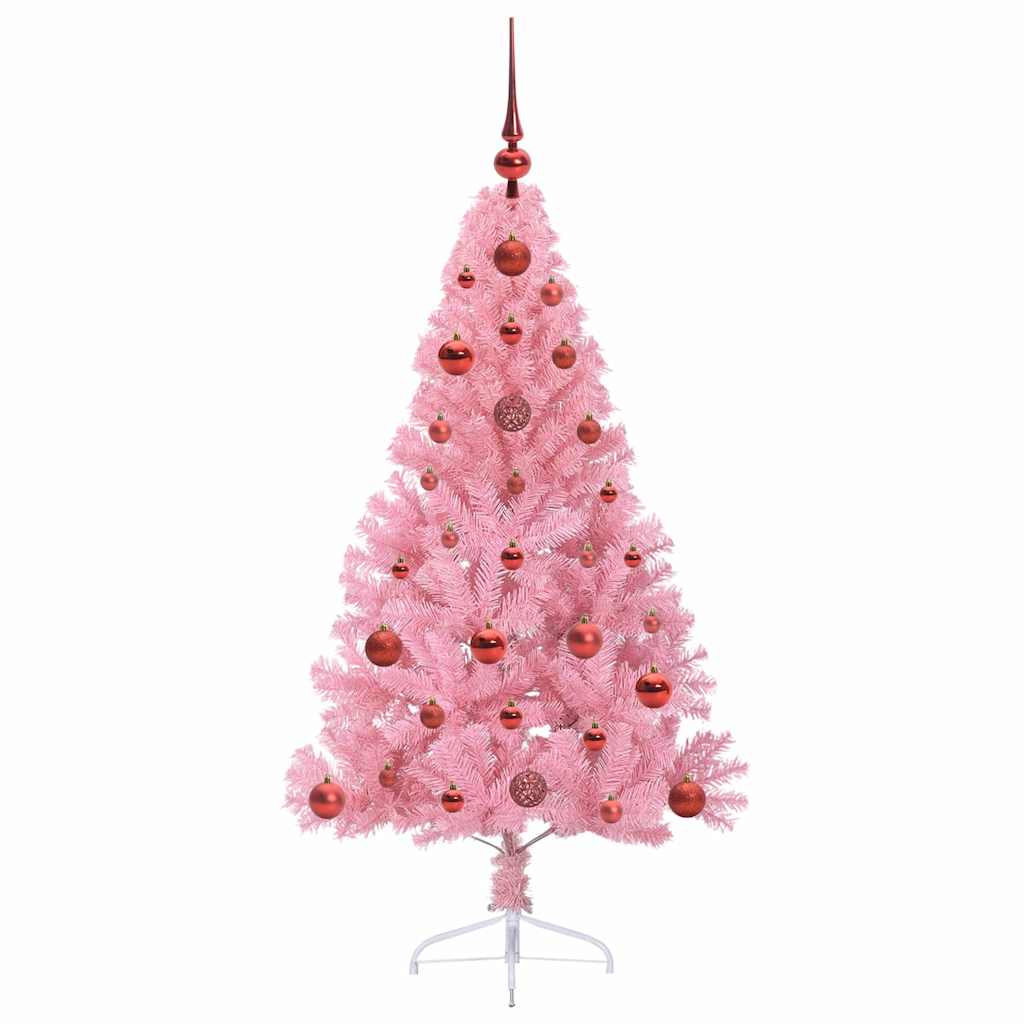Kunstmatig Voorverlicht Kerstboom met 150 LED Roze 120 cm PVC is nu te koop bij PeponiXL, paradijselijk wonen!