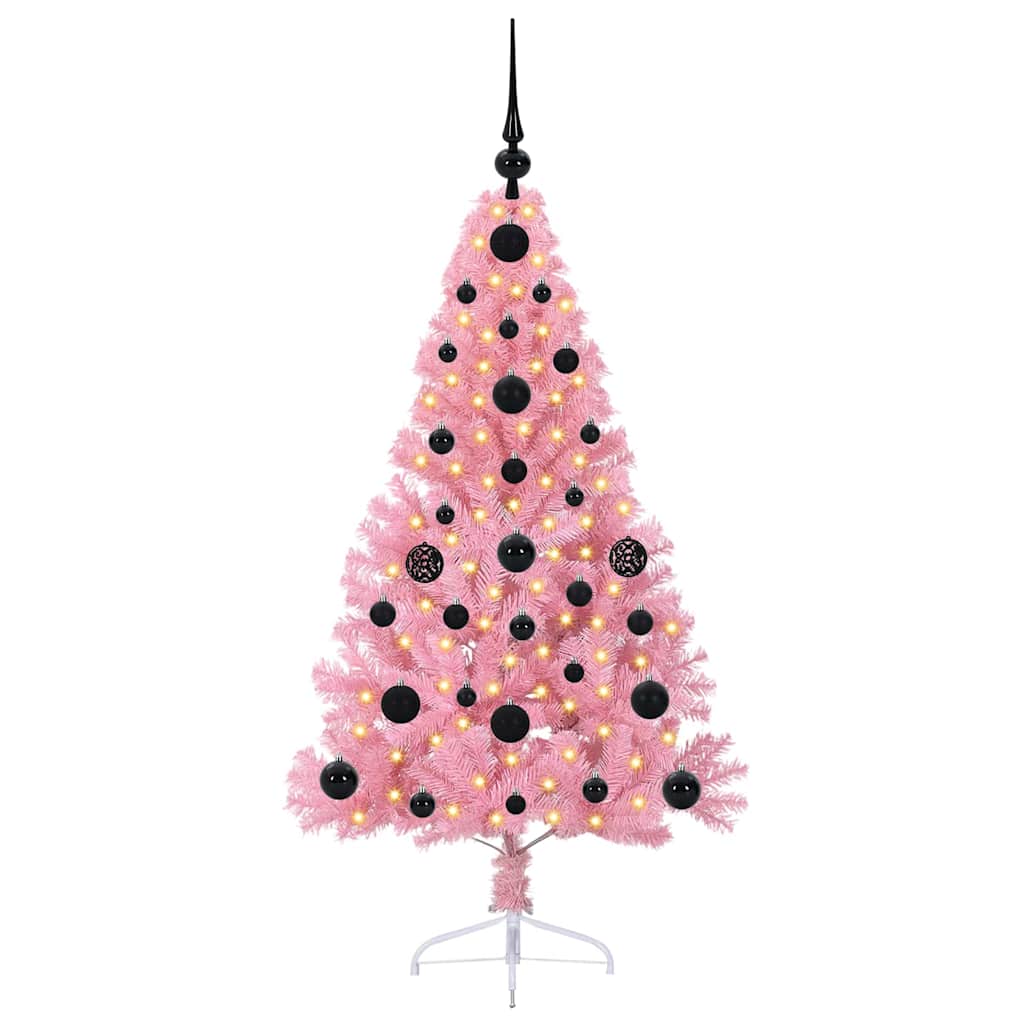 Kunstmatig Voorverlicht Kerstboom met 150 LED Roze 120 cm PVC is nu te koop bij PeponiXL, paradijselijk wonen!