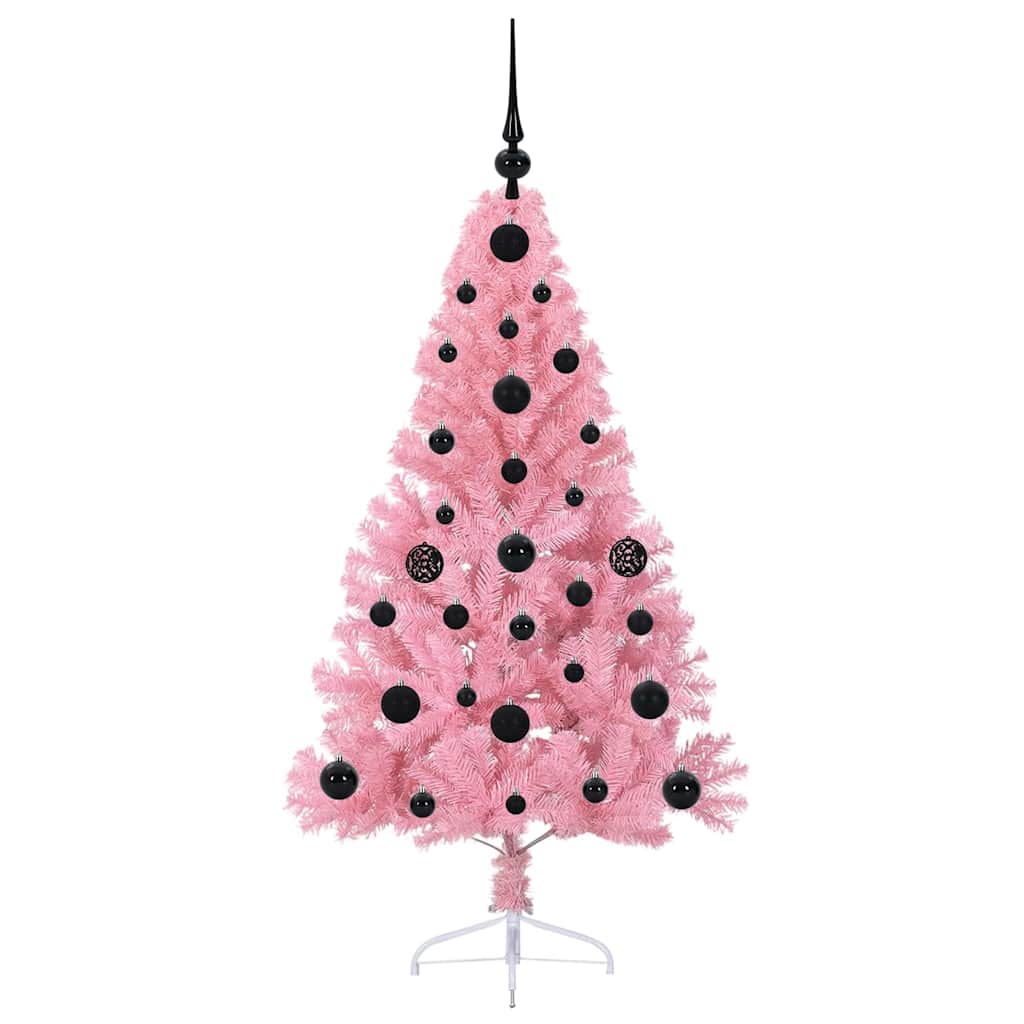 Kunstmatig Voorverlicht Kerstboom met 150 LED Roze 120 cm PVC is nu te koop bij PeponiXL, paradijselijk wonen!