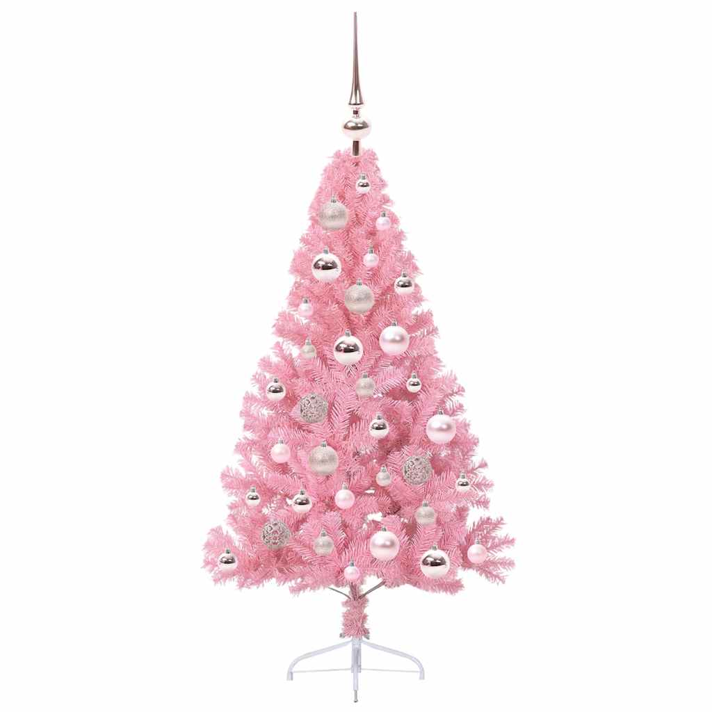 Kunstmatig Voorverlicht Kerstboom met 150 LED Roze 120 cm PVC is nu te koop bij PeponiXL, paradijselijk wonen!