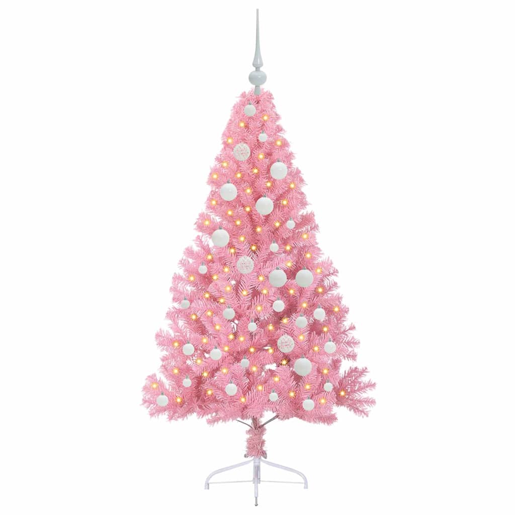 Kunstmatig Voorverlicht Kerstboom met 150 LED Roze 120 cm PVC is nu te koop bij PeponiXL, paradijselijk wonen!