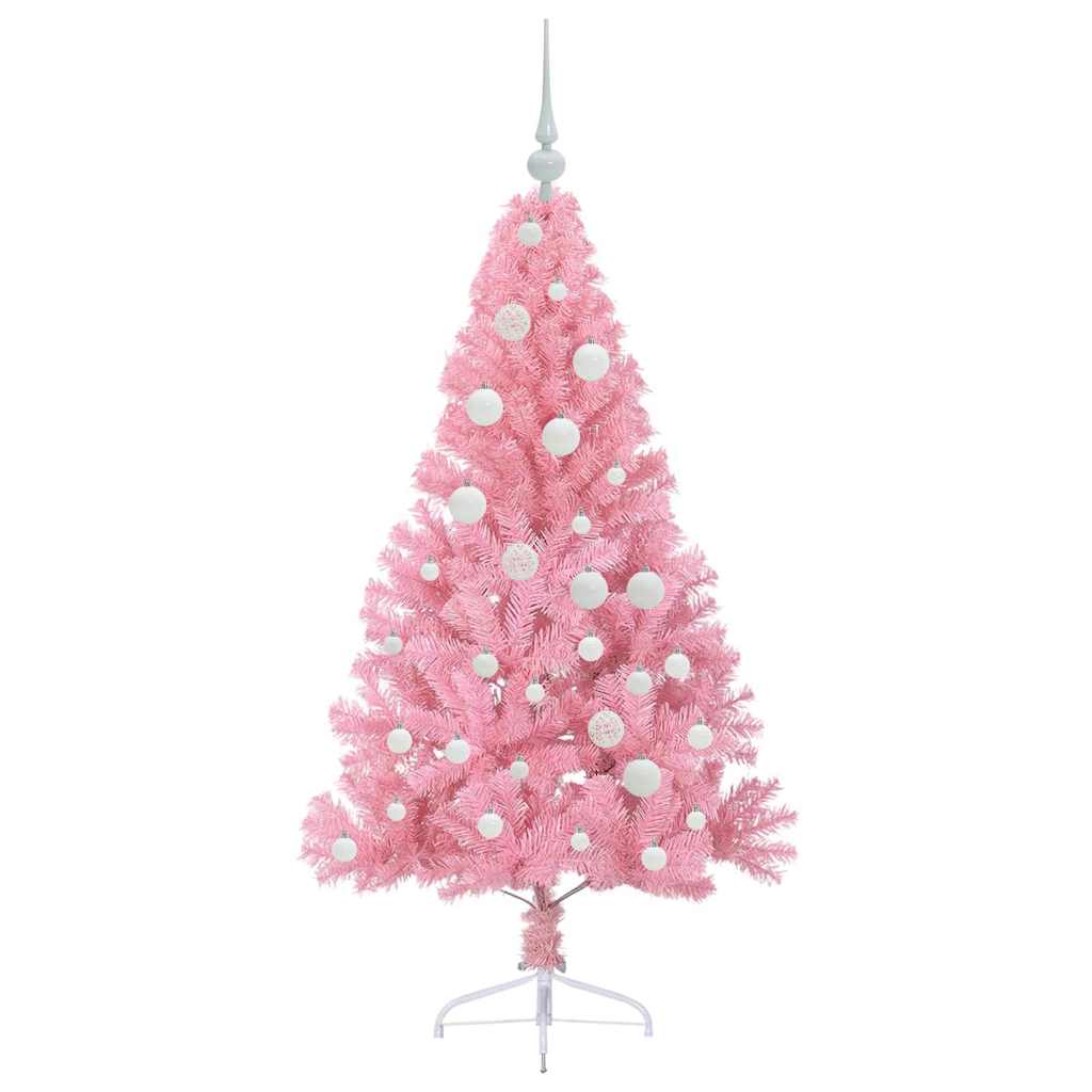 Kunstmatig Voorverlicht Kerstboom met 150 LED Roze 120 cm PVC is nu te koop bij PeponiXL, paradijselijk wonen!