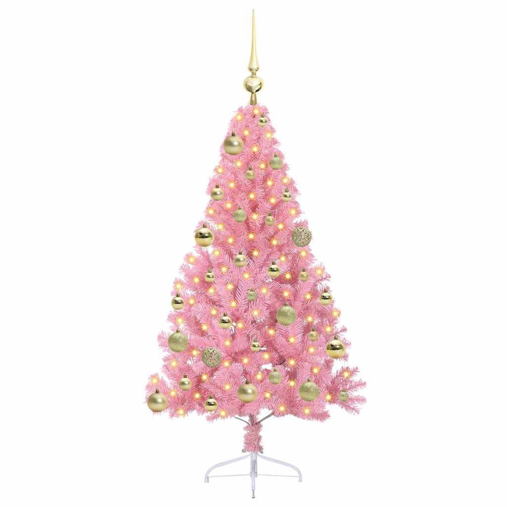 Kunstmatig Voorverlicht Kerstboom met 150 LED Roze 120 cm PVC is nu te koop bij PeponiXL, paradijselijk wonen!