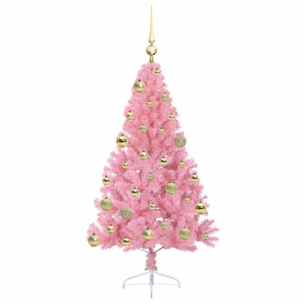 Kunstmatig Voorverlicht Kerstboom met 150 LED Roze 120 cm PVC is nu te koop bij PeponiXL, paradijselijk wonen!