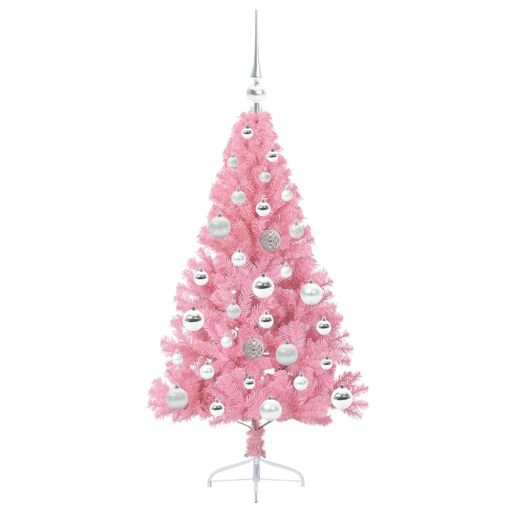 Kunstmatig Voorverlicht Kerstboom met 150 LED Roze 120 cm PVC is nu te koop bij PeponiXL, paradijselijk wonen!