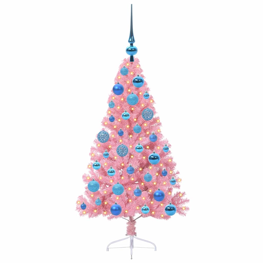 Kunstmatig Voorverlicht Kerstboom met 150 LED Roze 120 cm PVC is nu te koop bij PeponiXL, paradijselijk wonen!