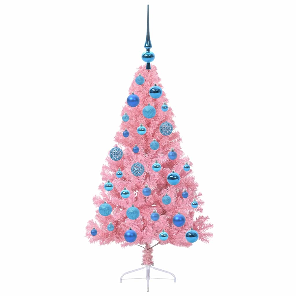 Kunstmatig Voorverlicht Kerstboom met 150 LED Roze 120 cm PVC is nu te koop bij PeponiXL, paradijselijk wonen!