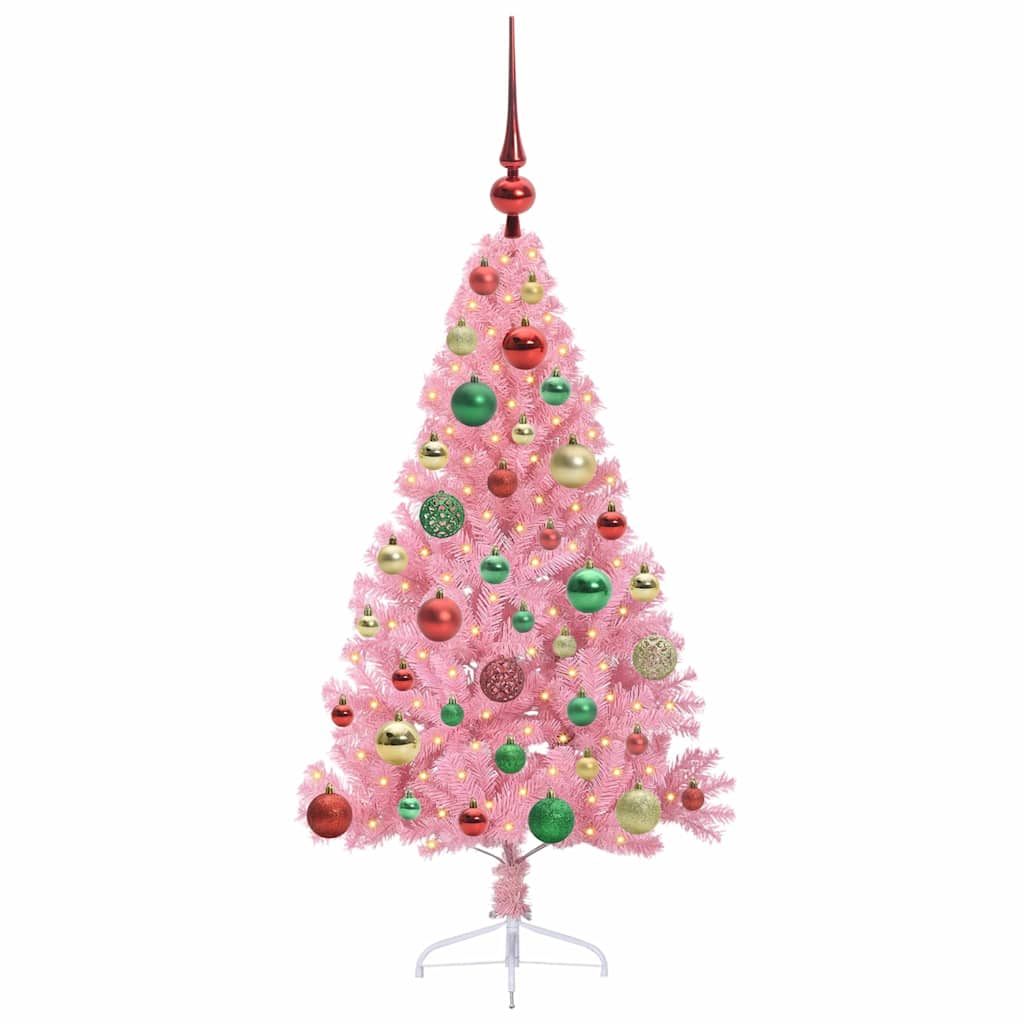Kunstmatig Voorverlicht Kerstboom met 150 LED Roze 120 cm PVC is nu te koop bij PeponiXL, paradijselijk wonen!