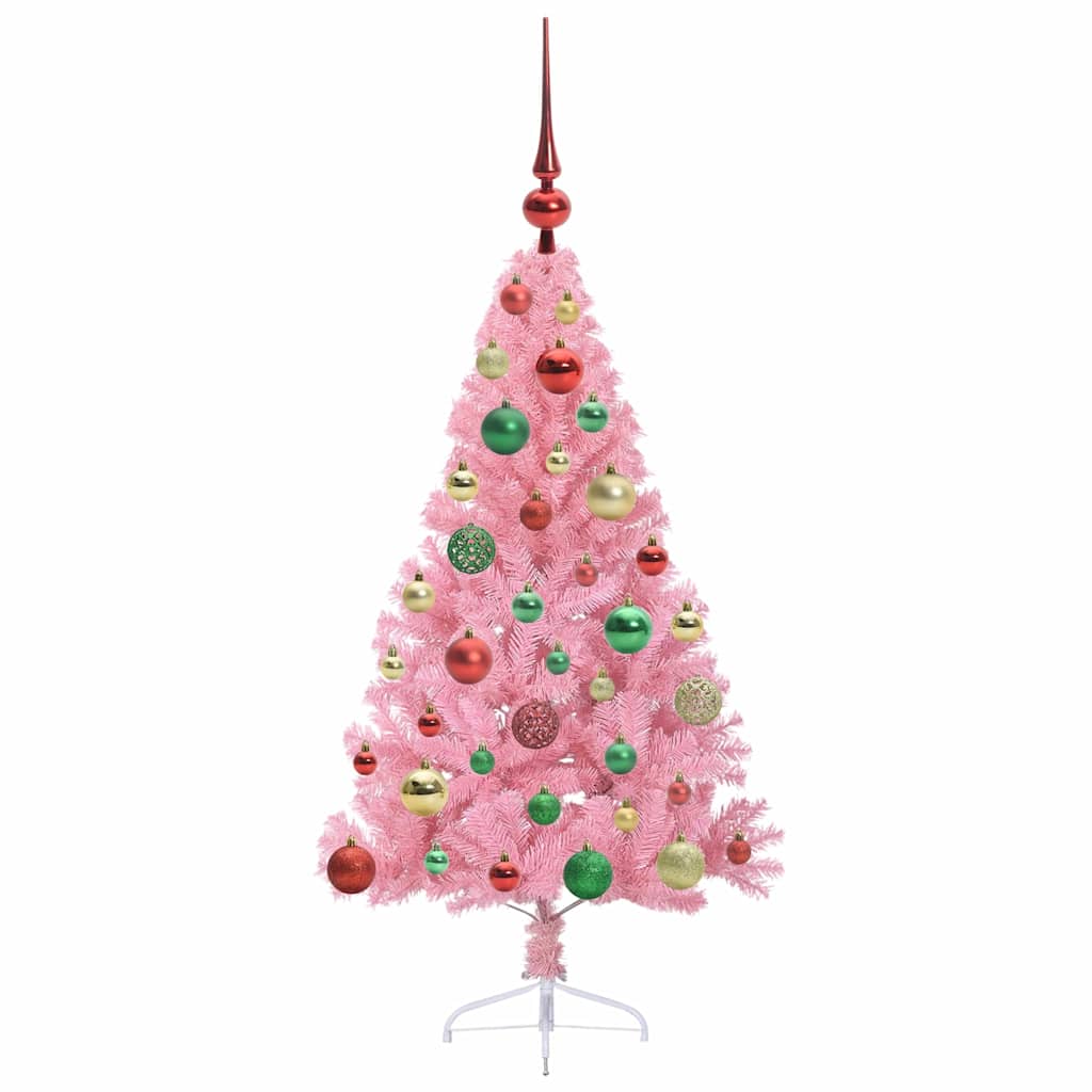 Kunstmatig Voorverlicht Kerstboom met 150 LED Roze 120 cm PVC is nu te koop bij PeponiXL, paradijselijk wonen!