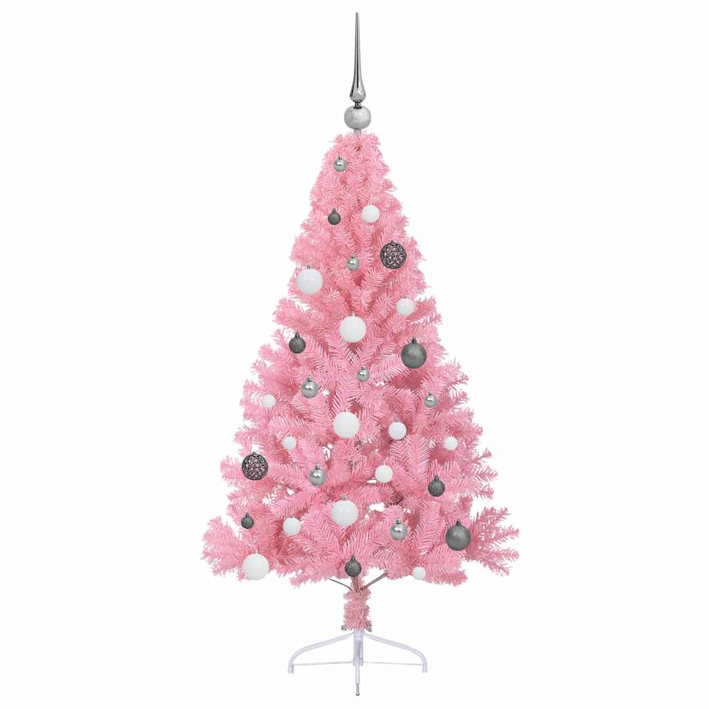 Kunstmatig Voorverlicht Kerstboom met 150 LED Roze 150 cm PVC is nu te koop bij PeponiXL, paradijselijk wonen!
