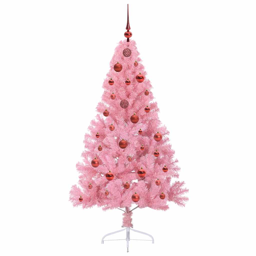 Kunstmatig Voorverlicht Kerstboom met 150 LED Roze 150 cm PVC is nu te koop bij PeponiXL, paradijselijk wonen!