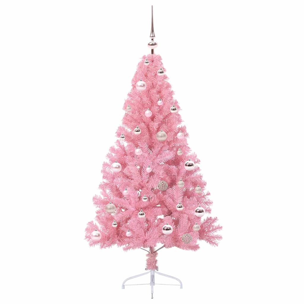Kunstmatig Voorverlicht Kerstboom met 150 LED Roze 150 cm PVC is nu te koop bij PeponiXL, paradijselijk wonen!