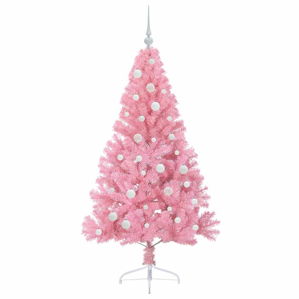 Kunstmatig Voorverlicht Kerstboom met 150 LED Roze 150 cm PVC is nu te koop bij PeponiXL, paradijselijk wonen!