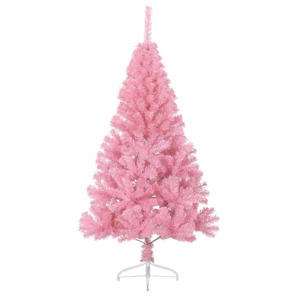 Kunstmatig Voorverlicht Kerstboom met 150 LED Roze 150 cm PVC is nu te koop bij PeponiXL, paradijselijk wonen!