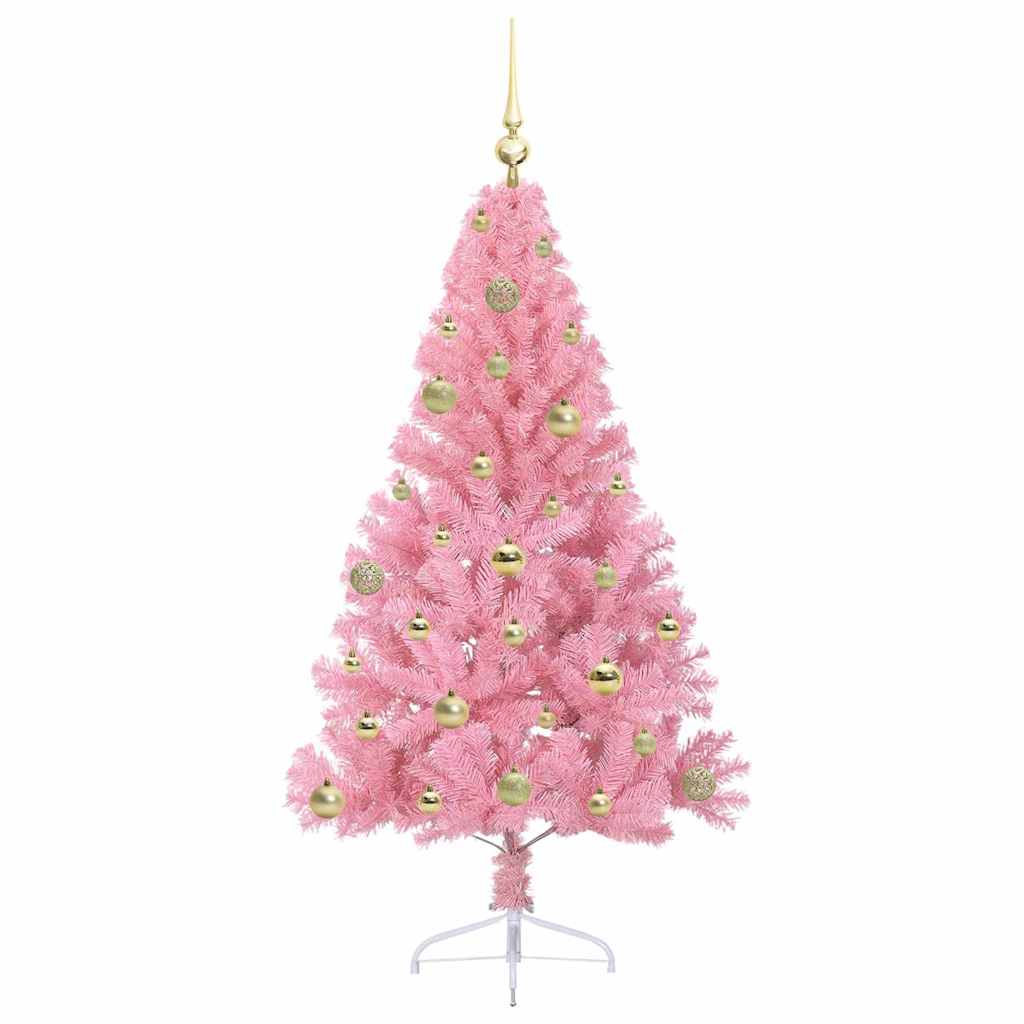 Kunstmatig Voorverlicht Kerstboom met 150 LED Roze 150 cm PVC is nu te koop bij PeponiXL, paradijselijk wonen!