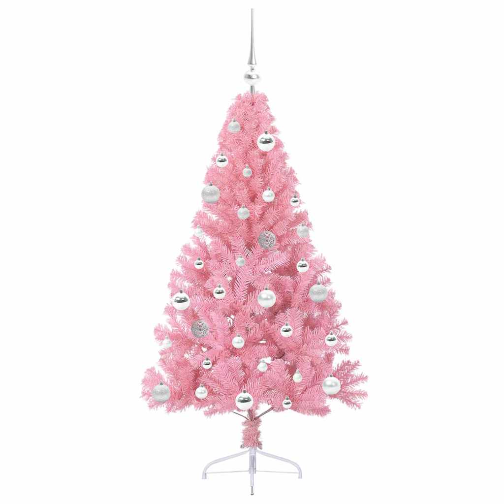 Kunstmatig Voorverlicht Kerstboom met 150 LED Roze 150 cm PVC is nu te koop bij PeponiXL, paradijselijk wonen!