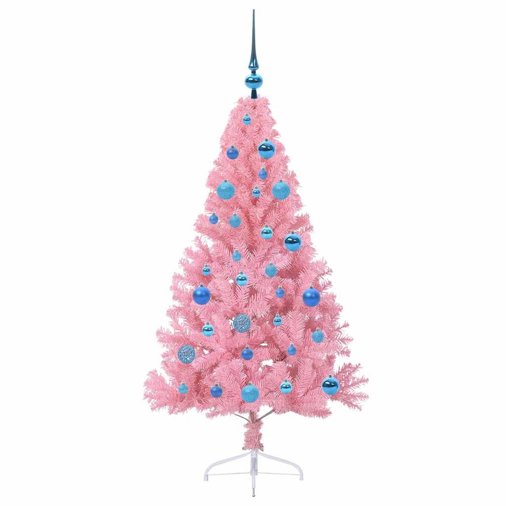 Kunstmatig Voorverlicht Kerstboom met 150 LED Roze 150 cm PVC is nu te koop bij PeponiXL, paradijselijk wonen!