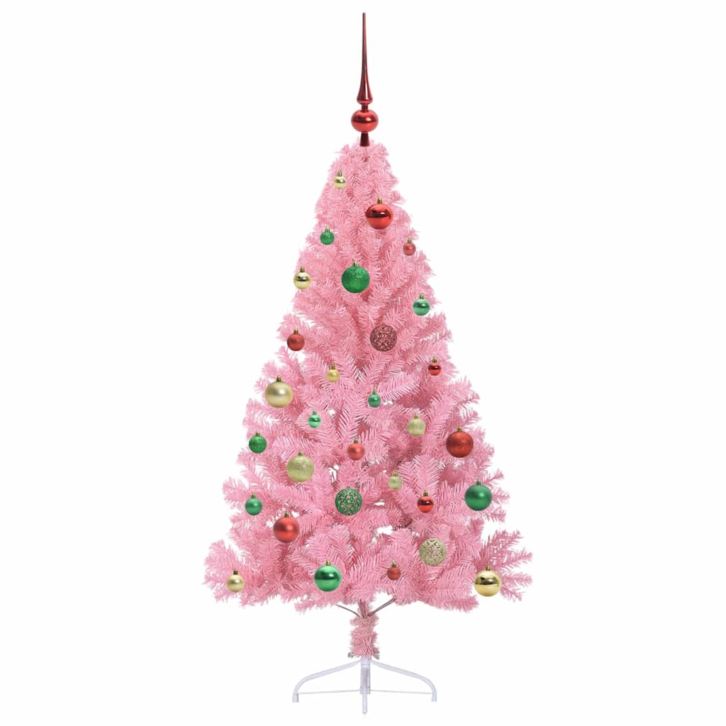 Kunstmatig Voorverlicht Kerstboom met 150 LED Roze 150 cm PVC is nu te koop bij PeponiXL, paradijselijk wonen!