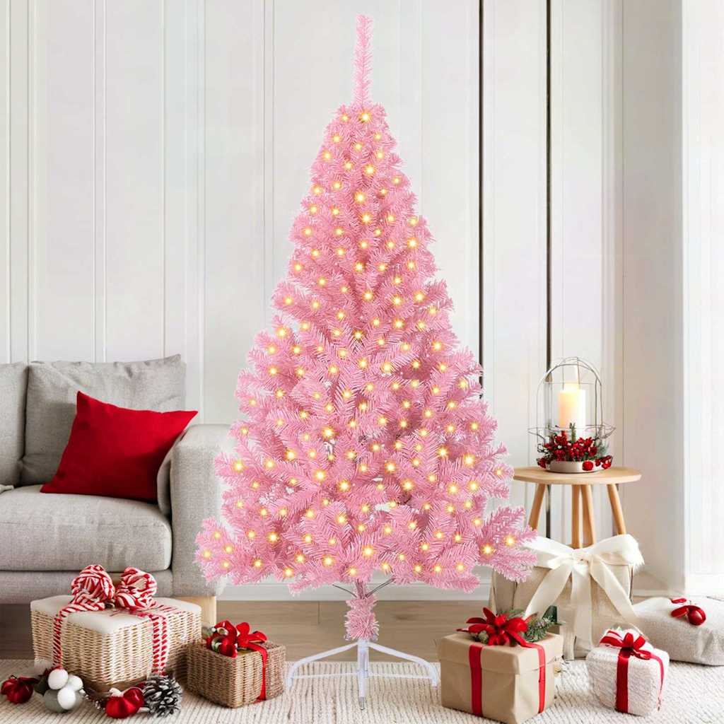Kunstmatig Voorverlicht Kerstboom met 300 LED Roze 180 cm PVC is nu te koop bij PeponiXL, paradijselijk wonen!
