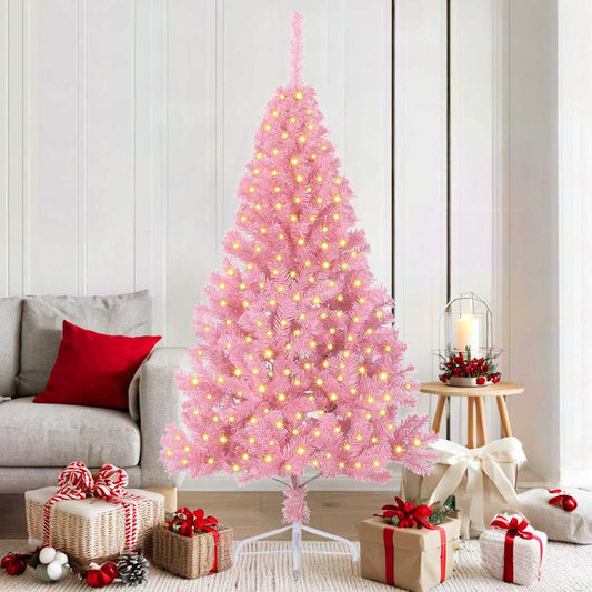 Kunstmatig Voorverlicht Kerstboom met 300 LED Roze 180 cm PVC is nu te koop bij PeponiXL, paradijselijk wonen!