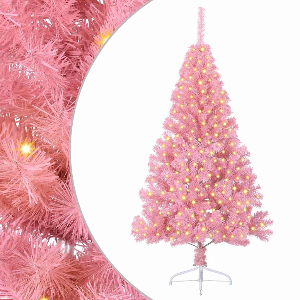 Kunstmatig Voorverlicht Kerstboom met 300 LED Roze 180 cm PVC is nu te koop bij PeponiXL, paradijselijk wonen!