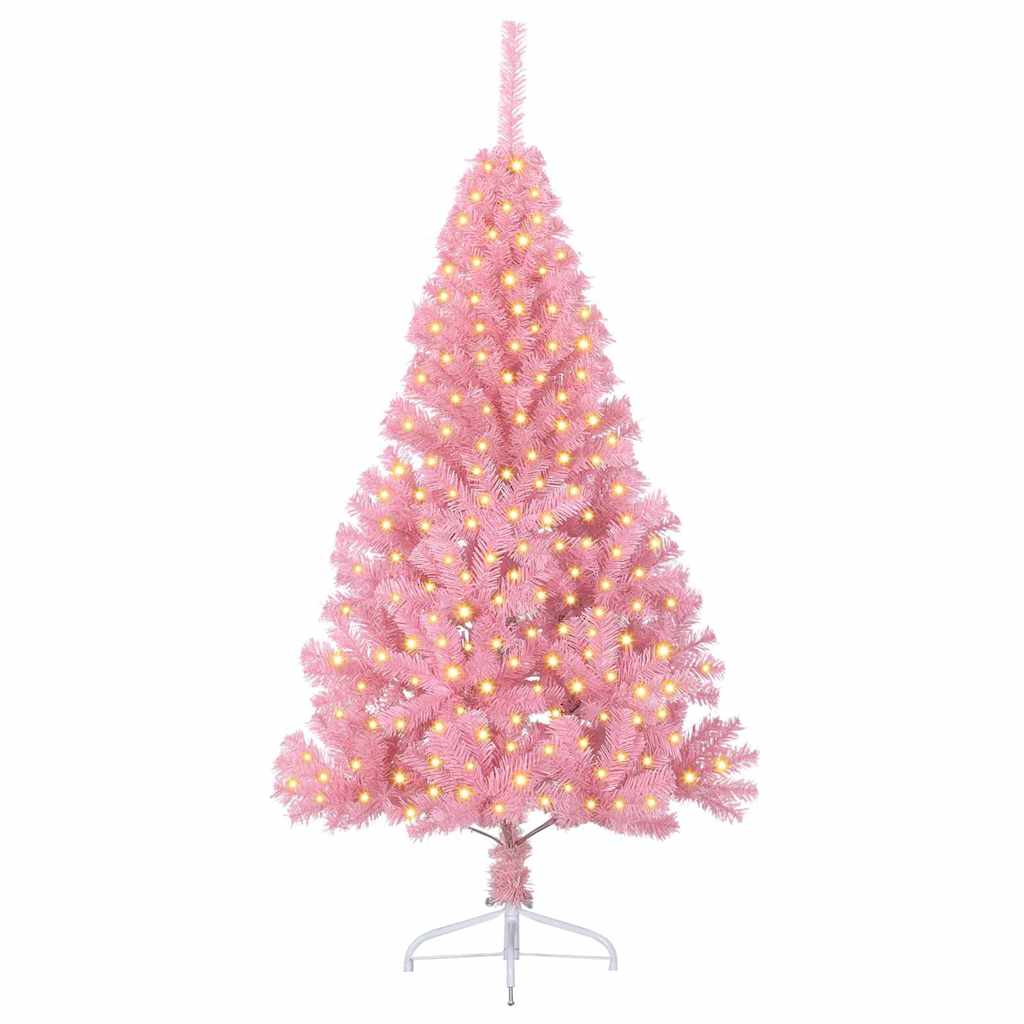 Kunstmatig Voorverlicht Kerstboom met 300 LED Roze 180 cm PVC is nu te koop bij PeponiXL, paradijselijk wonen!