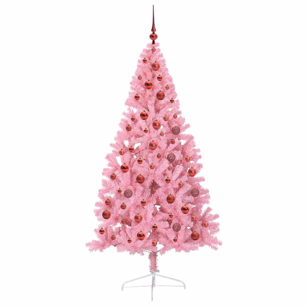 Kunstmatig Voorverlicht Kerstboom met 300 LED Roze 180 cm PVC is nu te koop bij PeponiXL, paradijselijk wonen!