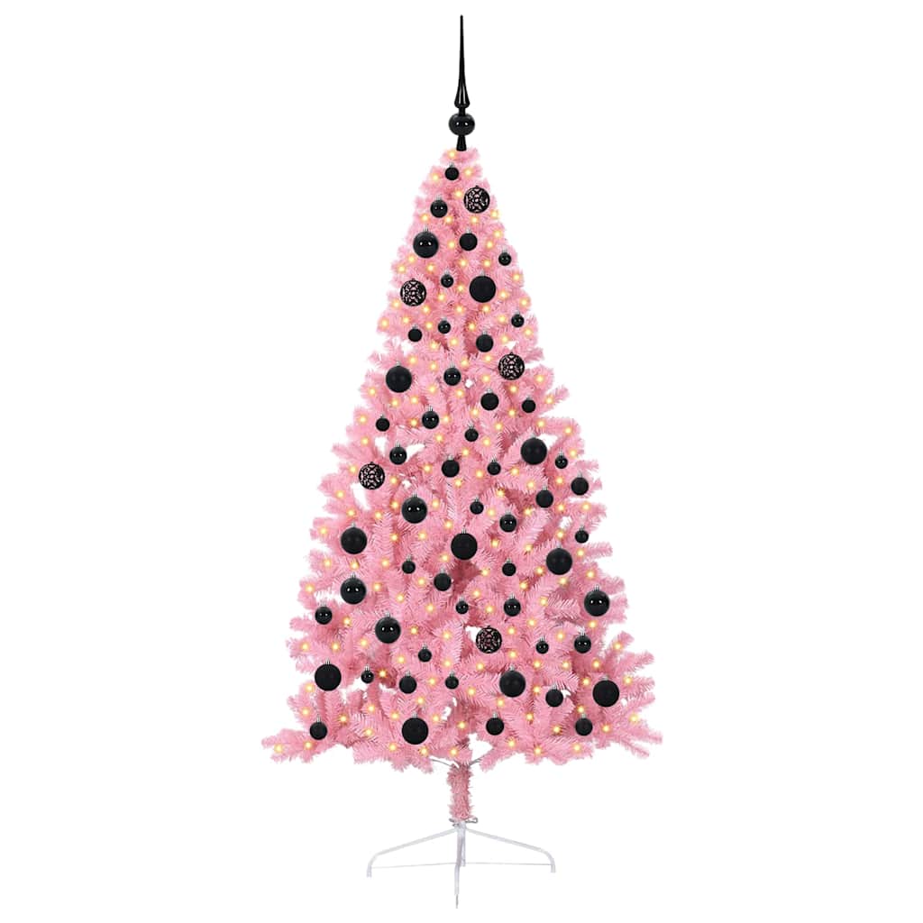 Kunstmatig Voorverlicht Kerstboom met 300 LED Roze 180 cm PVC is nu te koop bij PeponiXL, paradijselijk wonen!