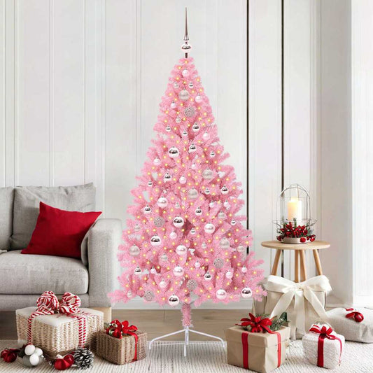 Kunstmatig Voorverlicht Kerstboom met 300 LED Roze 180 cm PVC is nu te koop bij PeponiXL, paradijselijk wonen!