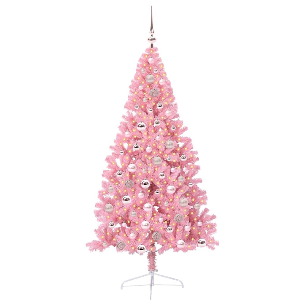 Kunstmatig Voorverlicht Kerstboom met 300 LED Roze 180 cm PVC is nu te koop bij PeponiXL, paradijselijk wonen!