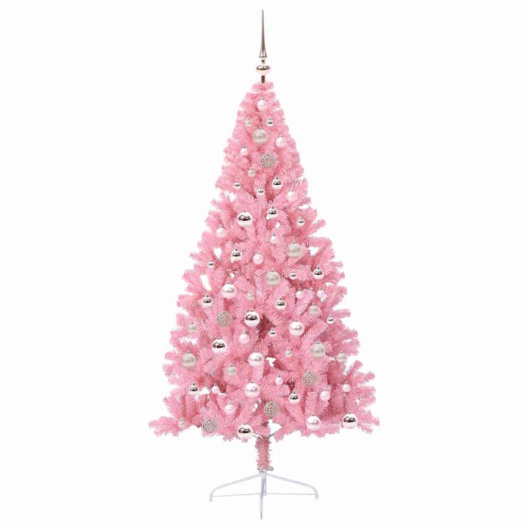 Kunstmatig Voorverlicht Kerstboom met 300 LED Roze 180 cm PVC is nu te koop bij PeponiXL, paradijselijk wonen!