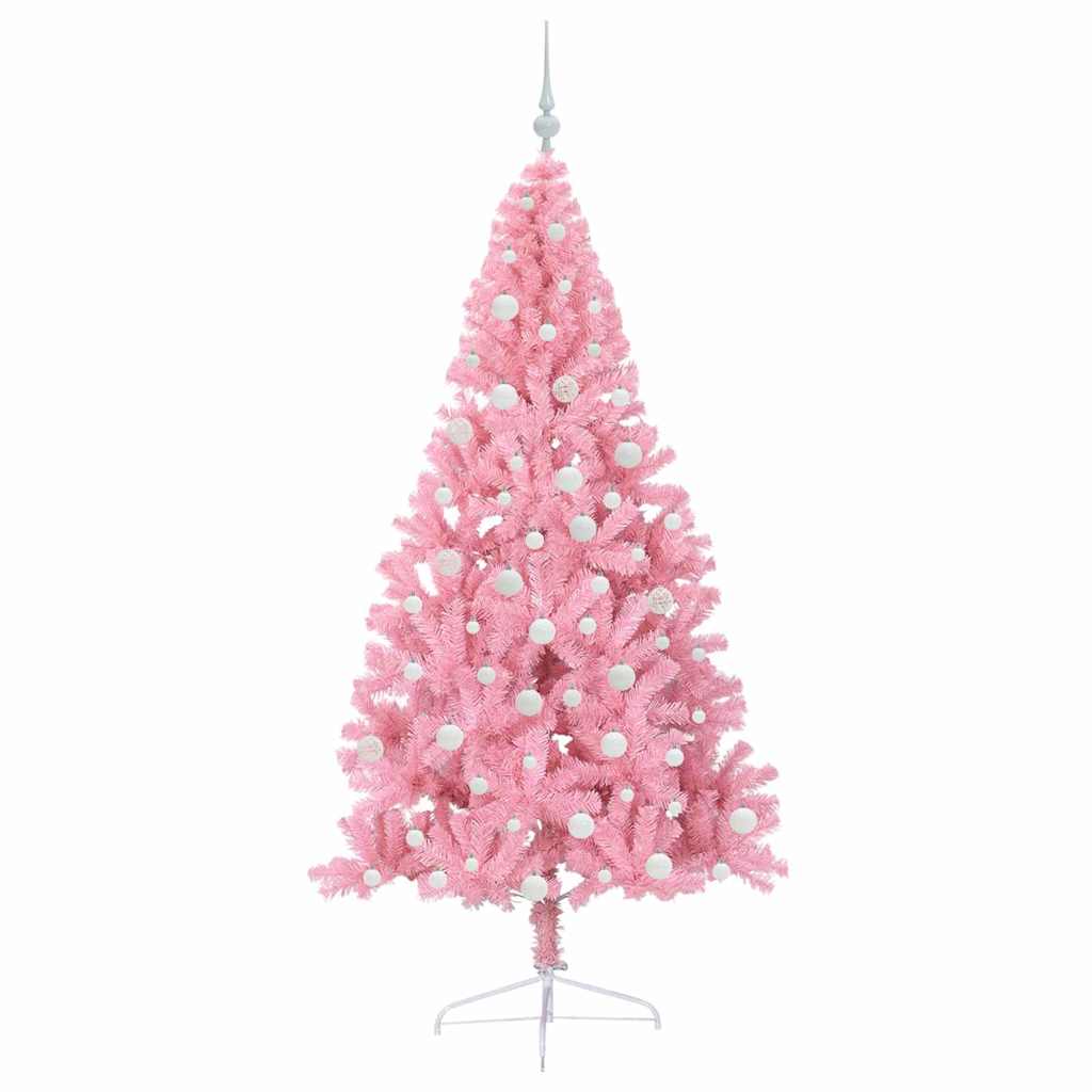 Kunstmatig Voorverlicht Kerstboom met 300 LED Roze 180 cm PVC is nu te koop bij PeponiXL, paradijselijk wonen!