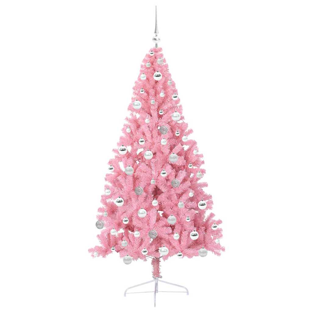 Kunstmatig Voorverlicht Kerstboom met 300 LED Roze 180 cm PVC is nu te koop bij PeponiXL, paradijselijk wonen!