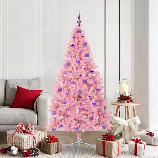 Kunstmatig Voorverlicht Kerstboom met 300 LED Roze 180 cm PVC is nu te koop bij PeponiXL, paradijselijk wonen!