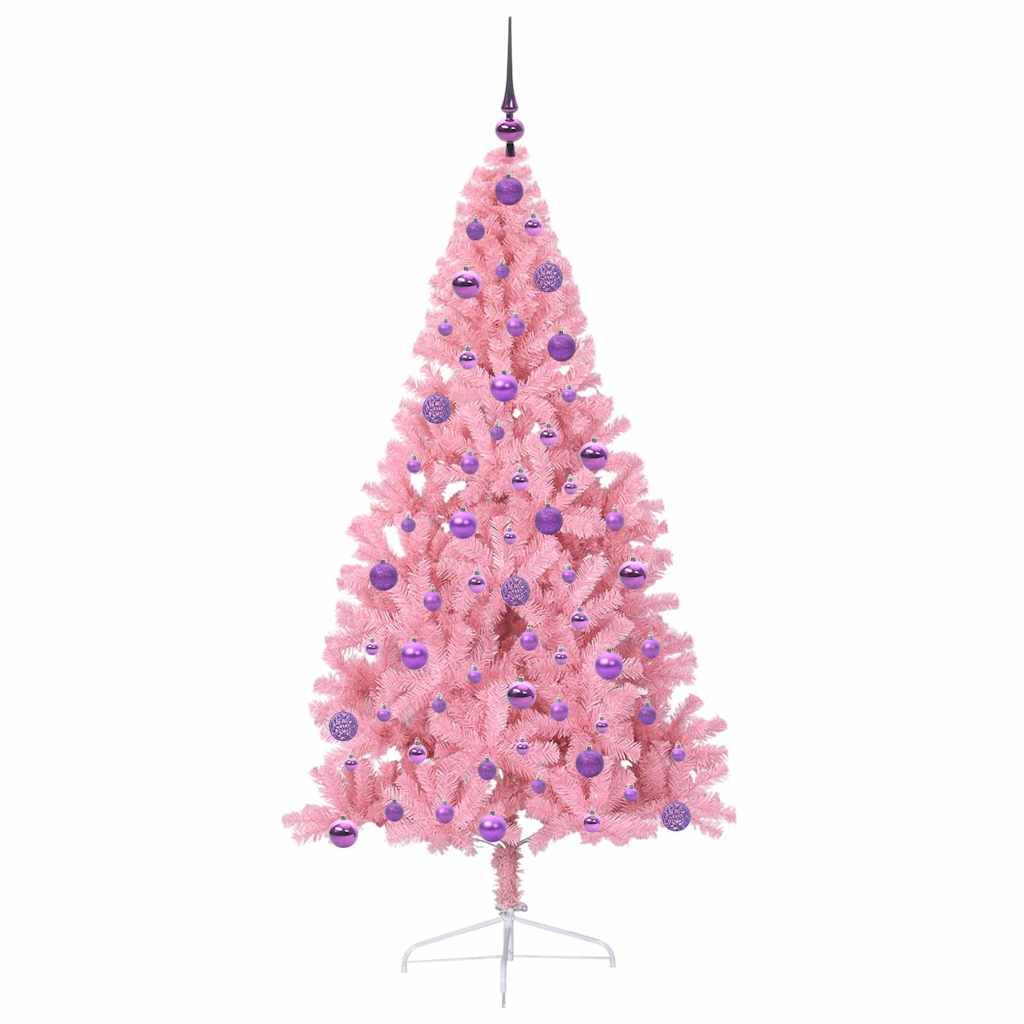Kunstmatig Voorverlicht Kerstboom met 300 LED Roze 180 cm PVC is nu te koop bij PeponiXL, paradijselijk wonen!