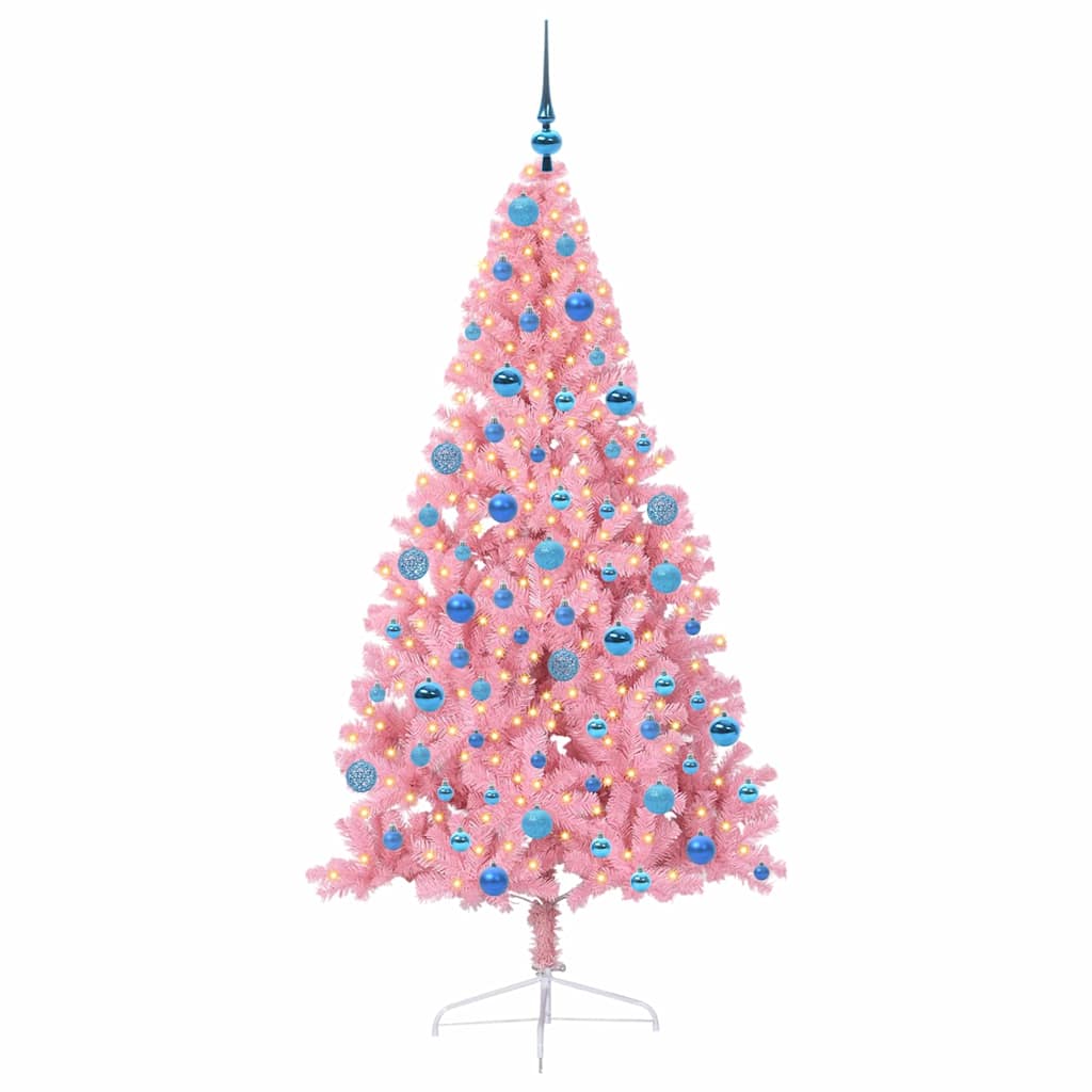 Kunstmatig Voorverlicht Kerstboom met 300 LED Roze 180 cm PVC is nu te koop bij PeponiXL, paradijselijk wonen!