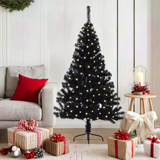 Kunstmatig Voorverlicht Kerstboom met 150 LED Zwart 150 cm PVC is nu te koop bij PeponiXL, paradijselijk wonen!