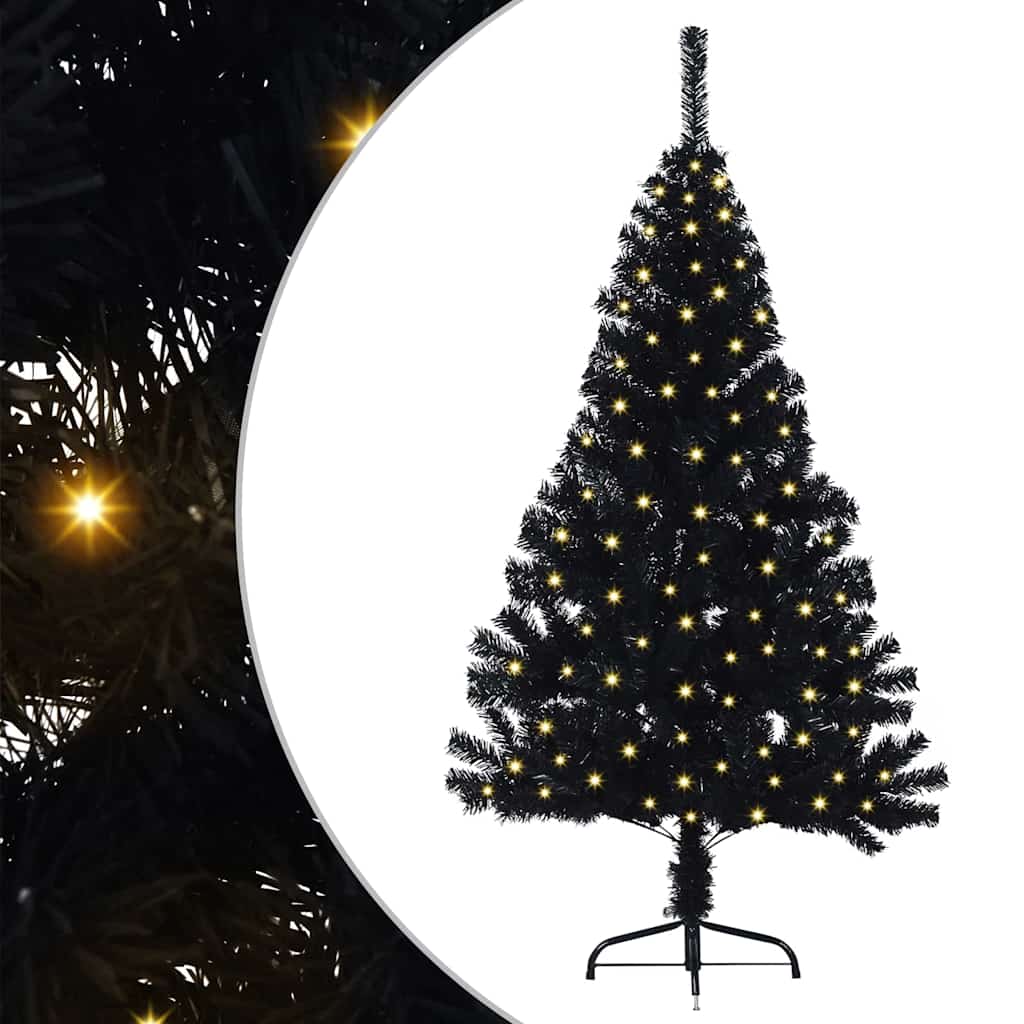 Kunstmatig Voorverlicht Kerstboom met 150 LED Zwart 150 cm PVC is nu te koop bij PeponiXL, paradijselijk wonen!