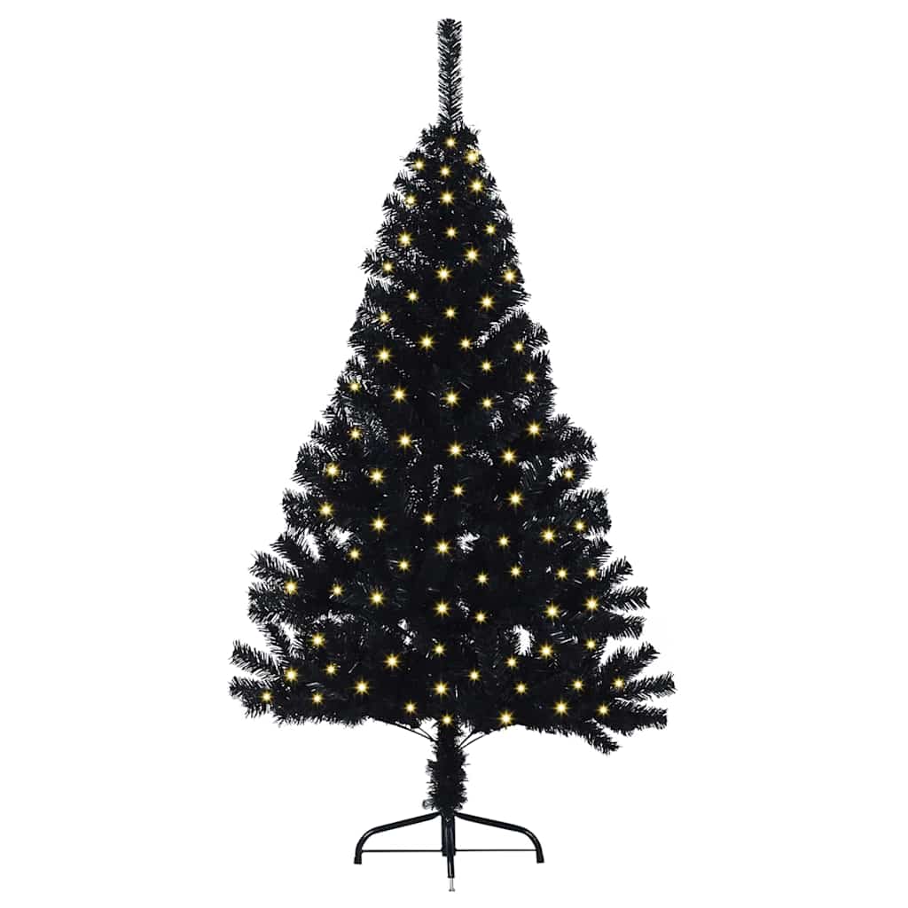 Kunstmatig Voorverlicht Kerstboom met 150 LED Zwart 150 cm PVC is nu te koop bij PeponiXL, paradijselijk wonen!